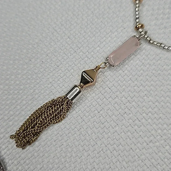 NIB - Retired Stella & Dot Riad Statement Necklace Versatile Gold Silver Rose - Picture 13 of 16